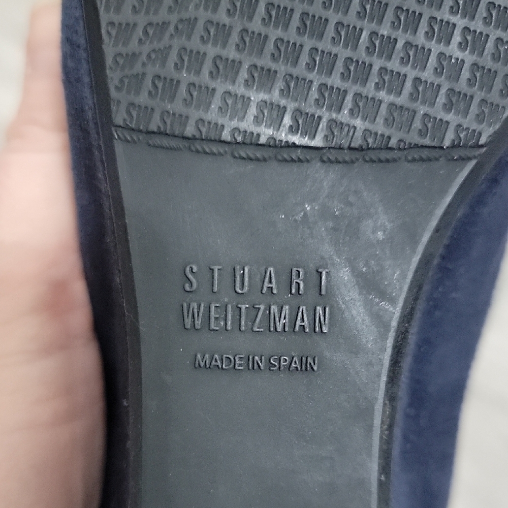 Stuart Weitzman Wedge Women Pumps Size 7M Blue Leather Made In Spain - Picture 4 of 6